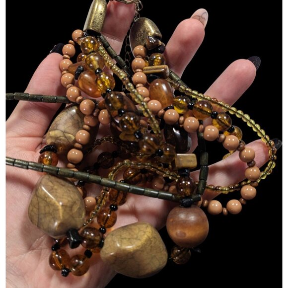 Nordstrom Bohemian Earthy Chunky Multilayer Beaded Necklace - Picture 5 of 6